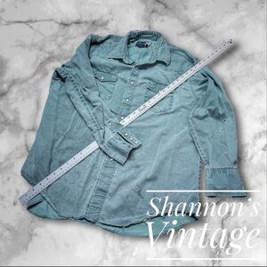 Wrangler VNTG made in USA Men’s  sz 17.5 Grunged And Faded Snap Button Shirt A39